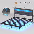 AOGLLATI Polsterbett 160x200 cm Doppelbettgestell Bettrahmen mit LED-Beleuchtung und Ladestation Bettgestell mit Kopfteil Bett Schwebebettrahmen