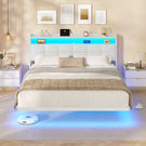 AOGLLATI Polsterbett 160x200 cm Doppelbettgestell Bettrahmen mit LED-Beleuchtung und Ladestation Bettgestell mit Kopfteil Bett Schwebebettrahmen