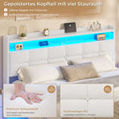 AOGLLATI Polsterbett 160x200 cm Doppelbettgestell Bettrahmen mit LED-Beleuchtung und Ladestation Bettgestell mit Kopfteil Bett Schwebebettrahmen