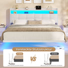 AOGLLATI Polsterbett 160x200 cm Doppelbettgestell Bettrahmen mit LED-Beleuchtung und Ladestation Bettgestell mit Kopfteil Bett Schwebebettrahmen