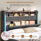 AOGLLATI Bett 140x190 mit LED-Beleuchtung 4 Stoffschubladen & Hydraulik Polsterbett mit Ladestation Stauraum Kopfteil Lattenrost