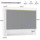 AOGLLATI Spiegelschrank Bad mit LED-Beleuchtung und Steckdose 80 cm Breit | Doppeltür Badschrank mit HD Spiegel Verstellbaren Ablagen Offenes Regal