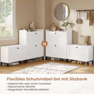 AOGLLATI Schuhschrank mit Sitzbank Schuhkipper mit 3 Klappen Holz Weiß Schuhschrank Schmal mit Verstellbare Böden Platzsparender Schuhkipper