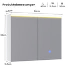 AOGLLATI Spiegelschrank Bad mit LED-Beleuchtung und Steckdose Doppeltür Badezimmerschrank mit Verstellbaren Ablagen HD Spiegel