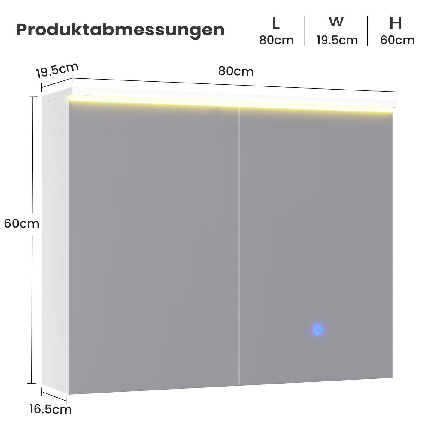 AOGLLATI Spiegelschrank Bad mit LED-Beleuchtung und Steckdose Doppeltür Badezimmerschrank mit Verstellbaren Ablagen HD Spiegel