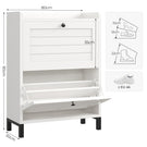 AOGLLATI Schuhschrank Schmal Schuhkipper mit 2 Klappen Schuhschrank Schmal mit Verstellbare Böden Platzsparender Schuhkipper