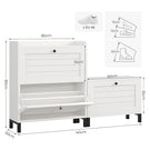 AOGLLATI Schuhschrank mit Sitzbank Schuhkipper mit 3 Klappen Weiß Holz Schuhschrank Schmal mit Verstellbare Böden Platzsparender Schuhkipper