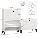 AOGLLATI Schuhschrank mit Sitzbank Schuhkipper mit 3 Klappen Holz Weiß Schuhschrank Schmal mit Verstellbare Böden Platzsparender Schuhkipper