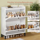 AOGLLATI Schuhschrank mit Sitzbank Schuhkipper mit 3 Klappen Holz Weiß Schuhschrank Schmal mit Verstellbare Böden Platzsparender Schuhkipper