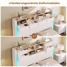 AOGLLATI Bett 140x190 mit LED-Beleuchtung 4 Stoffschubladen & Hydraulik Polsterbett mit Ladestation Stauraum Kopfteil Lattenrost