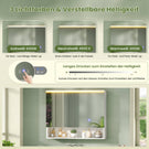 AOGLLATI Spiegelschrank Bad mit LED-Beleuchtung und Steckdose 80 cm Breit | Doppeltür Badschrank mit HD Spiegel Verstellbaren Ablagen Offenes Regal