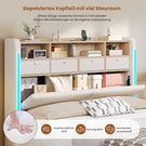AOGLLATI Bett 140x190 mit LED-Beleuchtung 4 Stoffschubladen & Hydraulik Polsterbett mit Ladestation Stauraum Kopfteil Lattenrost