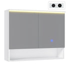 AOGLLATI Spiegelschrank Bad mit LED-Beleuchtung und Steckdose 80 cm Breit | Doppeltür Badschrank mit HD Spiegel Verstellbaren Ablagen Offenes Regal