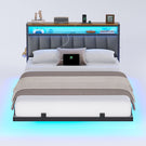 AOGLLATI Polsterbett 140x190 CM mit Ladestation & LED-Beleuchtung Doppelbettgestell mit Stauraum Kopfteil & Lattenrost