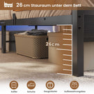 AOGLLATI Bett 90x200 mit LED Beleuchtung & Ladestation Metallbett mit Lattenrost Bettgestell mit Stauraum Kopfteil aus Leinen