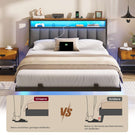 AOGLLATI Polsterbett 140x190 CM mit Ladestation & LED-Beleuchtung Doppelbettgestell mit Stauraum Kopfteil & Lattenrost