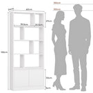 AOGLLATI Bücherregal Weiß aus Holz Bücherschrank Hoch mit 4 Ebenen und offenes Aufbewahrungsregal Standregal Regal mit Türen für Wohnzimmer