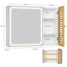 AOGLLATI Badezimmerschrank mit Beleuchtung 80×60×16cm Badezimmer spiegelschrank mit 6 Ablagefächern 4 verstellbare Ablagen