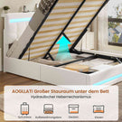 AOGLLATI Hydraulisch Stauraumbett 140×190cm Polsterbett Doppelbett mit LED und USB-Ladefunktion Bettgestell mit Stauraum und Lattenrost