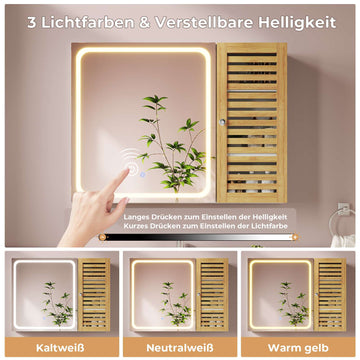 AOGLLATI Badezimmerschrank mit Beleuchtung 80×60×16cm Badezimmer spiegelschrank mit 6 Ablagefächern 4 verstellbare Ablagen