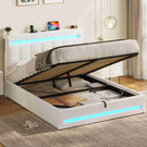 AOGLLATI Hydraulisch Stauraumbett 140×200cm Polsterbett Doppelbett mit LED und USB-Ladefunktion Bettgestell mit Stauraum und Lattenrost