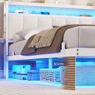 AOGLLATI Polsterbett 140x190 CM mit Ladestation & LED-Beleuchtung Doppelbettgestell mit Stauraum Kopfteil & Lattenrost