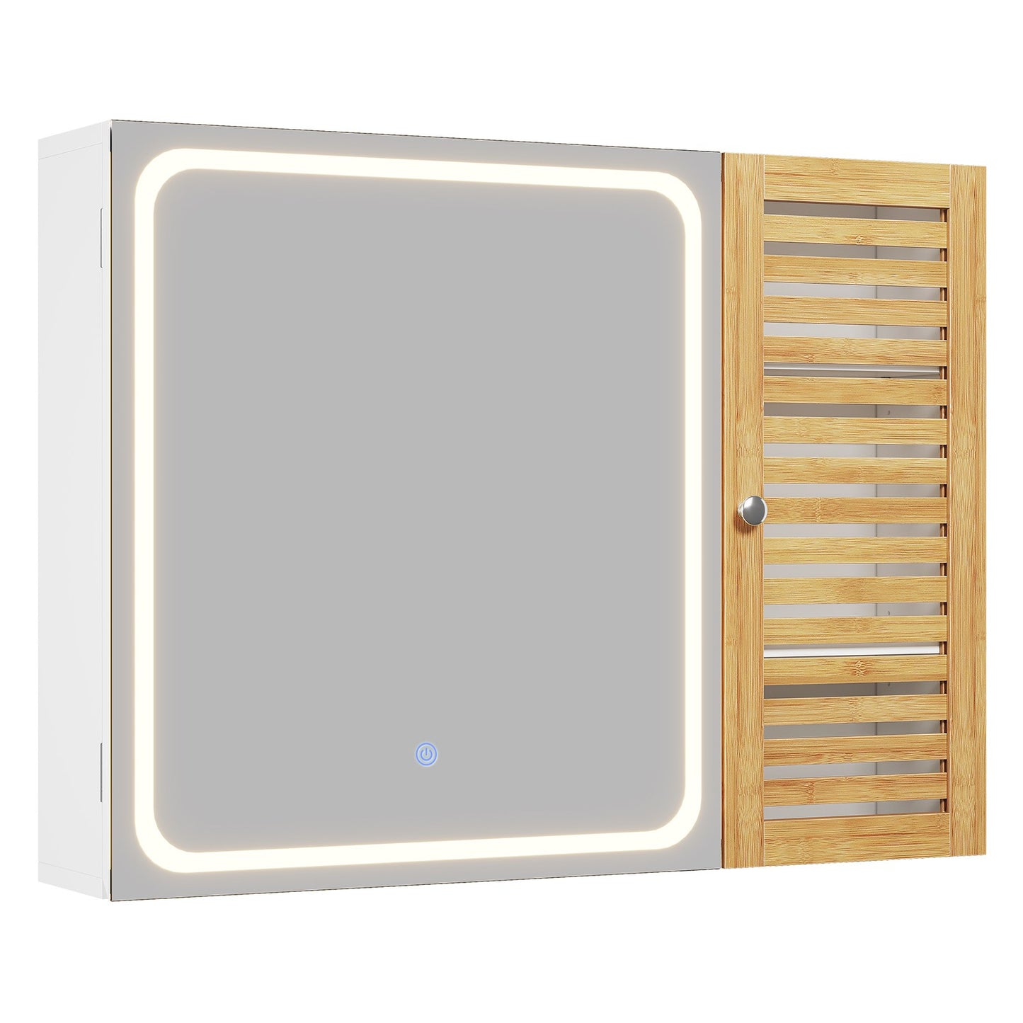 AOGLLATI Badezimmerschrank mit Beleuchtung 80×60×16cm Badezimmer spiegelschrank mit 6 Ablagefächern 4 verstellbare Ablagen