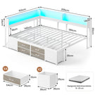 AOGLLATI Bett 140x190 mit Stauraum Schlafsofa mit Integriertem Bücherregal & 6 Schubladen Jugendbett mit LED-Beleuchtung & Ladestation