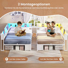 AOGLLATI Bett 140x190 mit Stauraum Schlafsofa mit Integriertem Bücherregal & 6 Schubladen Jugendbett mit LED-Beleuchtung & Ladestation