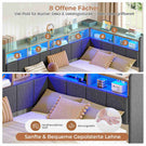 AOGLLATI Polsterbett Schlafsofa 90x190 mit Ausziehbarem Gästebett Bett mit Stauraum Tagesbett Jugendbett mit LED Ladestation