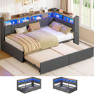 AOGLLATI Polsterbett Schlafsofa 90x190 mit Ausziehbarem Gästebett Bett mit Stauraum Tagesbett Jugendbett mit LED Ladestation