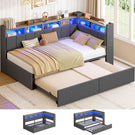 AOGLLATI Polsterbett Schlafsofa 90x190 mit Ausziehbarem Gästebett Bett mit Stauraum Tagesbett Jugendbett mit LED Ladestation