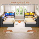 AOGLLATI Polsterbett Schlafsofa 90x190 mit Ausziehbarem Gästebett Bett mit Stauraum Tagesbett Jugendbett mit LED Ladestation