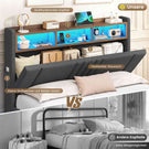 AOGLLATI Polsterbett 140x200 mit Stauraum Bett mit 270° LED Beleuchtung Doppelbett mit Ladestation & Gepolstertes Kopfteil mit Stauraum