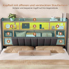 AOGLLATI Polsterbett 160x200 cm mit 4 Schubladen Doppelbett Graues Leinen Bett 160×200 mit Stauraum und Gepolstertes Kopfteil