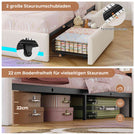 AOGLLATI Polsterbett 90x200 cm mit 2 Schubladen Jugendbett Beige Leinen Bett mit Stauraum und Gepolstertes Kopfteil Kinderbett  mit LED-Beleuchtung