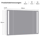 AOGLLATI Badezimmer Spiegelschrank 80 cm mit Beleuchtung Steckdose 3 Türen | 9 Staufächer Spiegelschrank Bad mit HD Spiegel