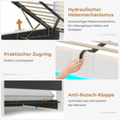 AOGLLATI Polsterbett 140×190 mit Steckdosen & LED Beleuchtung Doppelbett mit Stauraum Kopfteil & Hydraulischem Stauraum