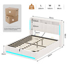 AOGLLATI Polsterbett 140×200 mit Steckdosen & LED Beleuchtung Doppelbett mit Stauraum Kopfteil & Hydraulischem Stauraum Bettgestell mit Lattenrost