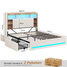 AOGLLATI Polsterbett 160x200 cm mit 4 Schubladen Doppelbett Graues Leinen Bett 160×200 mit Stauraum und Gepolstertes Kopfteil