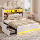 AOGLLATI Polsterbett 160x200 cm mit 4 Schubladen Doppelbett Graues Leinen Bett 160×200 mit Stauraum und Gepolstertes Kopfteil
