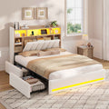 AOGLLATI Polsterbett 140x190 cm mit 4 Schubladen Doppelbett Beige Leinen Bett 140×190 mit Stauraum und Gepolstertes Kopfteil