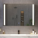 AOGLLATI Badezimmer Spiegelschrank 80 cm mit Beleuchtung Steckdose 3 Türen | 9 Staufächer Spiegelschrank Bad mit HD Spiegel