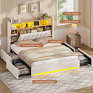 AOGLLATI Polsterbett 160x200 cm mit 4 Schubladen Doppelbett Graues Leinen Bett 160×200 mit Stauraum und Gepolstertes Kopfteil