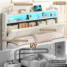 AOGLLATI Polsterbett 140x200 mit Stauraum Bett mit 270° LED Beleuchtung Doppelbett mit Ladestation & Gepolstertes Kopfteil mit Stauraum