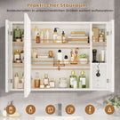 AOGLLATI Spiegelschrank Bad mit LED Beleuchtung & Steckdose 80x60x17 cm Badezimmer Spiegelschrank mit 3 Farben Dimmbar & HD Spiegel