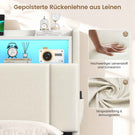 AOGLLATI Polsterbett 140x200 mit Stauraum Bett mit 270° LED Beleuchtung Doppelbett mit Ladestation & Gepolstertes Kopfteil mit Stauraum