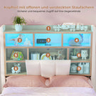 AOGLLATI Polsterbett 90x200 cm mit 2 Schubladen Jugendbett Beige Leinen Bett mit Stauraum und Gepolstertes Kopfteil Kinderbett  mit LED-Beleuchtung
