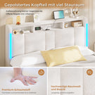AOGLLATI Polsterbett 140×200 mit Steckdosen & LED Beleuchtung Doppelbett mit Stauraum Kopfteil & Hydraulischem Stauraum Bettgestell mit Lattenrost