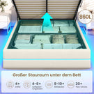 AOGLLATI Polsterbett 140x190 mit Stauraum Bett mit Hydraulischem Stauraum | Jugendbett mit 270° LED Beleuchtung & Gepolstertes Kopfteil mit Stauraum